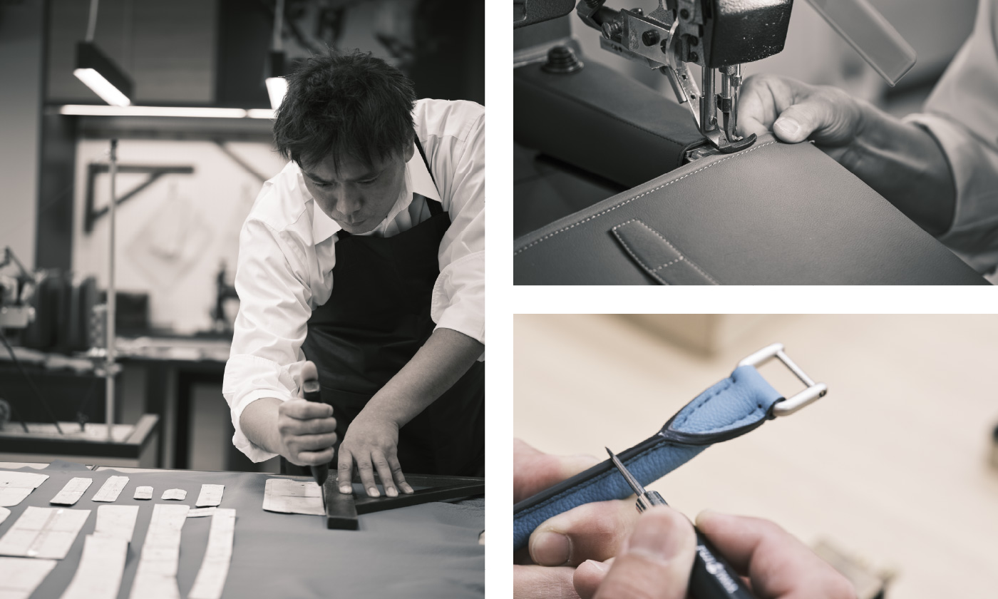 職人による鞄づくりの写真